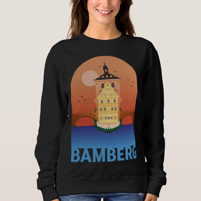 Bamberg Bayern Germany City Skyline Silhouette Out Sweatshirt (Front)