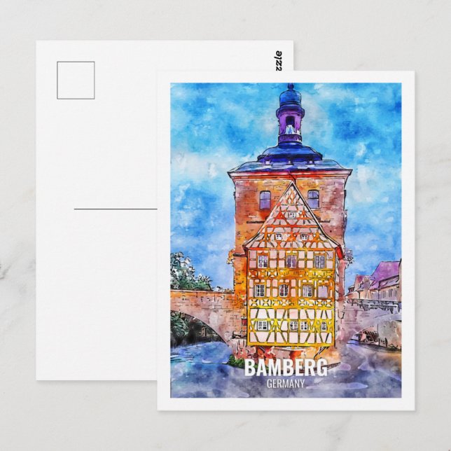 Bamberg Germany Travel Place Watercolor Postcard (Front/Back)