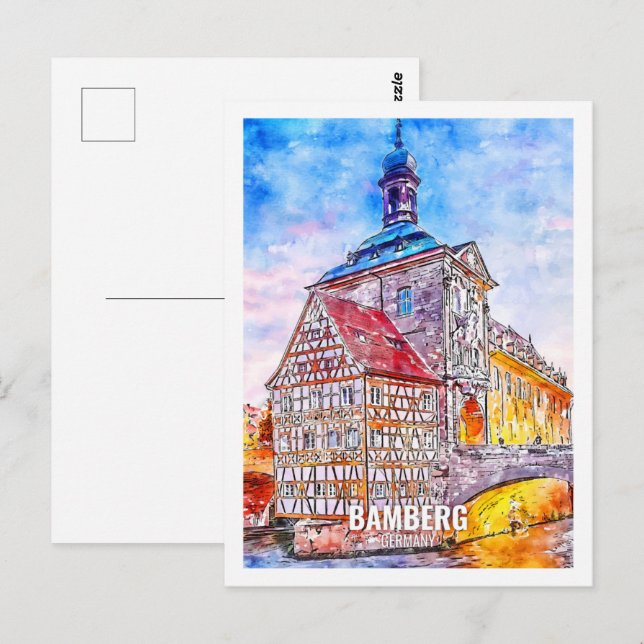 Bamberg Germany Travel Place Watercolor Postcard (Front/Back)