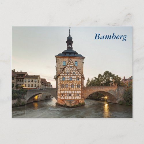 Bamberg Old Town Hall and Obere Bridge Postcard