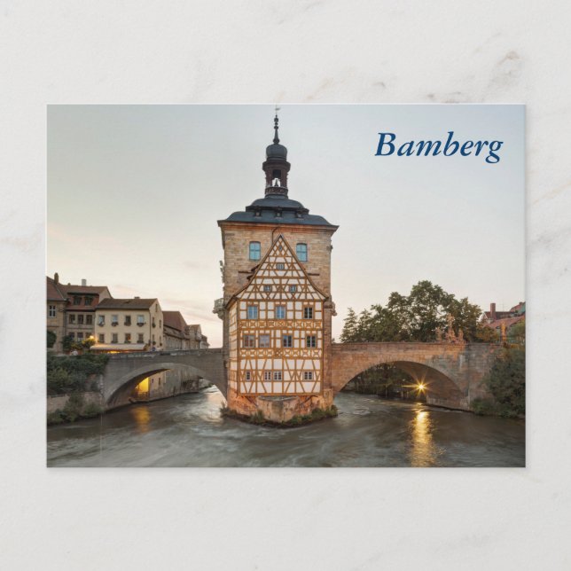 Bamberg Old Town Hall and Obere Bridge Postcard (Front)