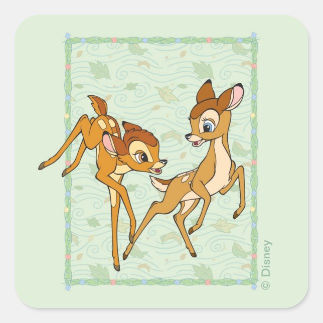 Bambi and Faline Square Sticker (Front)