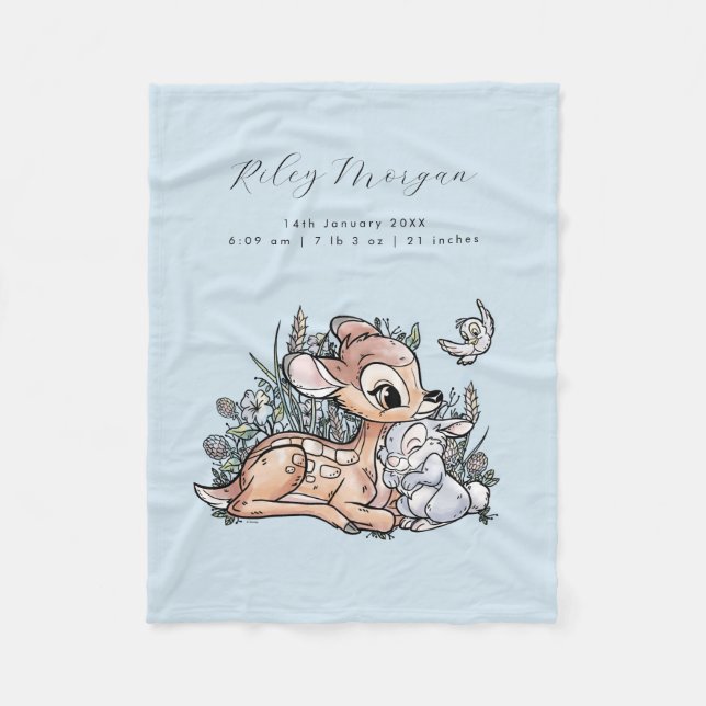 Bambi and Thumper Custom Birth Stats Fleece Blanket (Front)