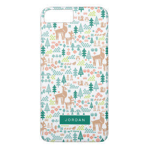 Bambi and Woodland Friends Pattern Add Your Name iPhone 8 Plus/7 Plus Case