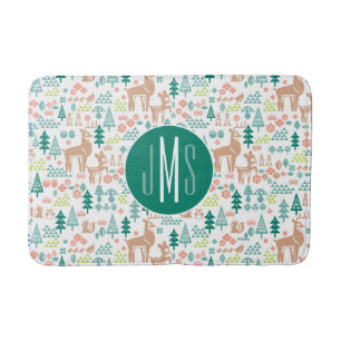 Bambi and Woodland Friends Pattern   Monogram Bathroom Mat