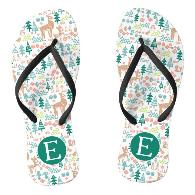 Bambi and Woodland Friends Pattern | Monogram Flip Flops (Footbed)
