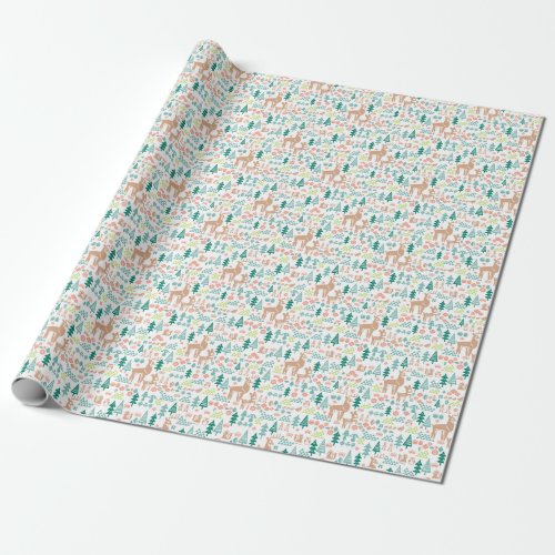 Bambi and Woodland Friends Pattern Wrapping Paper