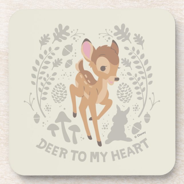 Bambi "Deer To My Heart" Forest Graphic Beverage Coaster (Front)