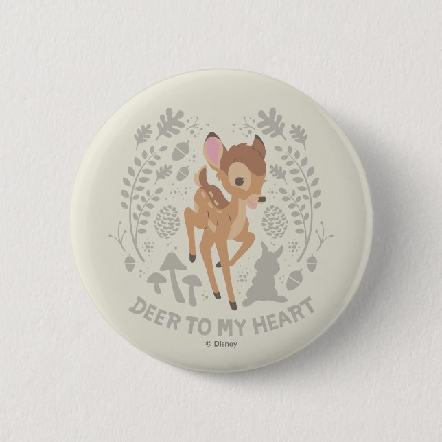 Bambi "Deer To My Heart" Forest Graphic Button (Front)