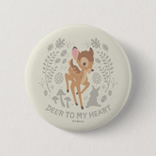 Bambi "Deer To My Heart" Forest Graphic Button