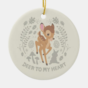 Bambi "Deer To My Heart" Forest Graphic Ceramic Ornament