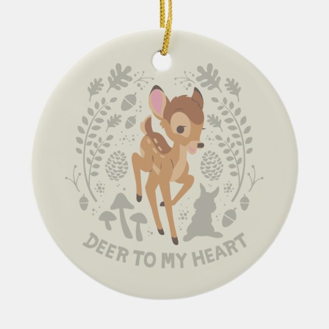 Bambi "Deer To My Heart" Forest Graphic Ceramic Ornament (Front)