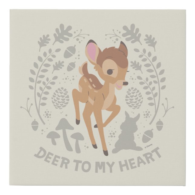 Bambi "Deer To My Heart" Forest Graphic Faux Canvas Print (Front)