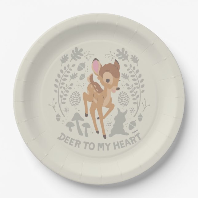 Bambi "Deer To My Heart" Forest Graphic Paper Plates (Front)