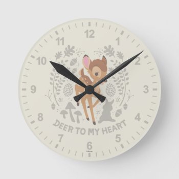 Bambi "deer To My Heart" Forest Graphic Round Clock by bambi at Zazzle