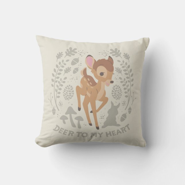 Bambi "Deer To My Heart" Forest Graphic Throw Pillow (Front)