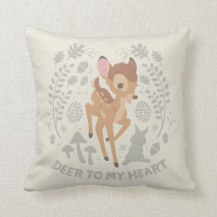 Bambi "Deer To My Heart" Forest Graphic Throw Pillow