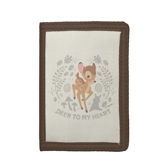 Bambi "Deer To My Heart" Forest Graphic Trifold Wallet (Front Vertical)