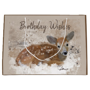 Bambi Deer Watercolour Personalized Large Gift Bag