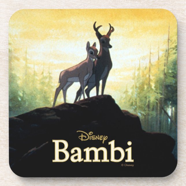 Bambi & Faline On Cliff Beverage Coaster (Front)