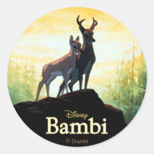 Bambi & Faline On Cliff Classic Round Sticker