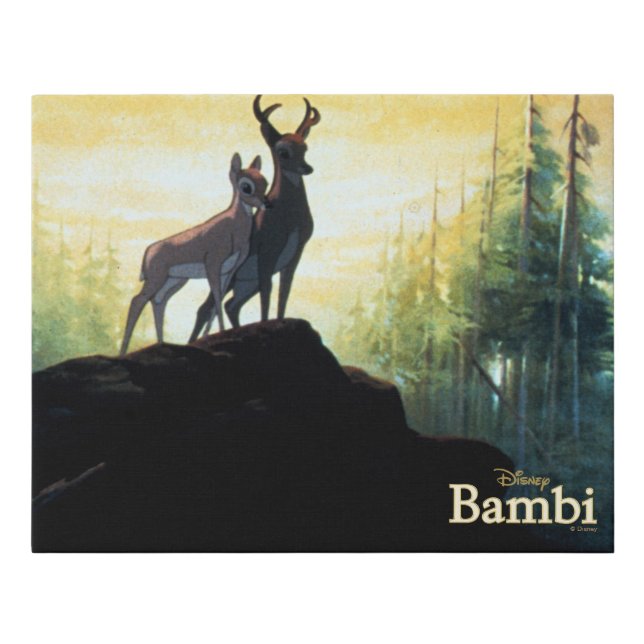 Bambi & Faline On Cliff Faux Canvas Print (Front)
