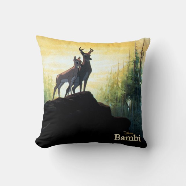 Bambi & Faline On Cliff Throw Pillow (Front)