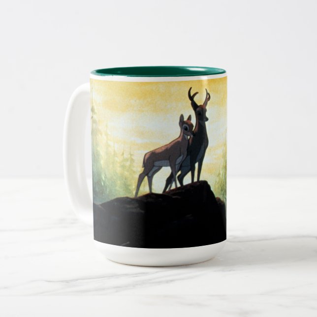 Bambi & Faline On Cliff Two-Tone Coffee Mug (Front Left)