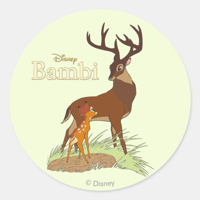 Bambi & Father Classic Round Sticker (Front)