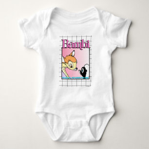 Bambi & Flower Retro Grid Graphic Baby Bodysuit