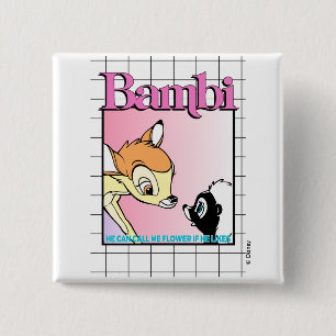 Bambi & Flower Retro Grid Graphic Button
