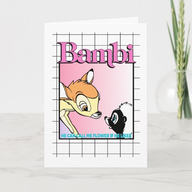 Bambi & Flower Retro Grid Graphic Card (Front)