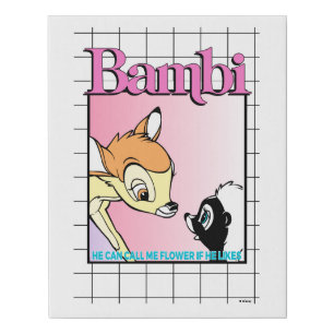 Bambi & Flower Retro Grid Graphic Faux Canvas Print