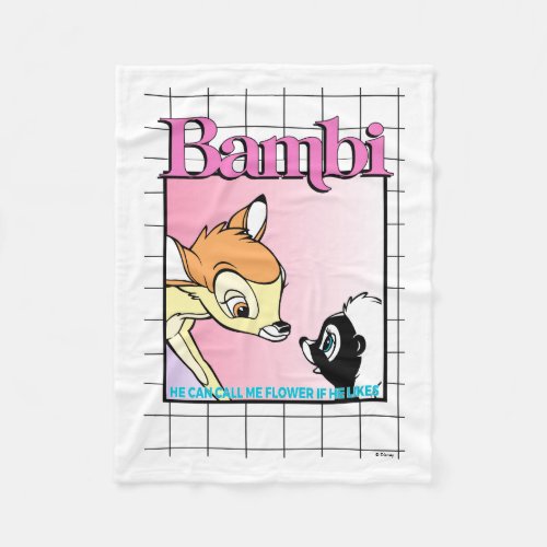 Bambi  Flower Retro Grid Graphic Fleece Blanket