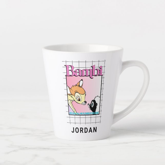 Bambi & Flower Retro Grid Graphic Latte Mug (Right)