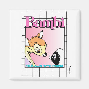 Bambi & Flower Retro Grid Graphic Magnet