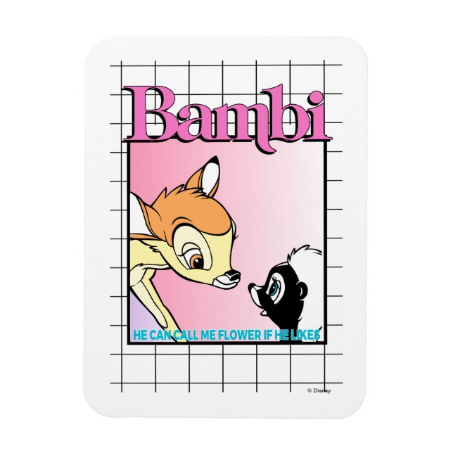 Bambi & Flower Retro Grid Graphic Magnet (Vertical)