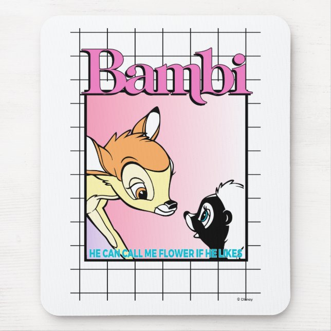 Bambi & Flower Retro Grid Graphic Mouse Pad (Front)