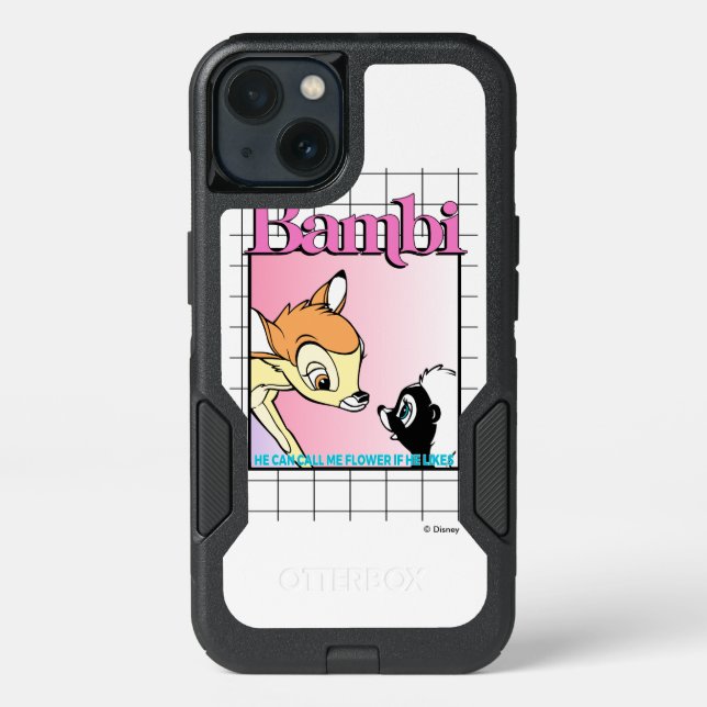 Bambi & Flower Retro Grid Graphic Otterbox iPhone Case (Back)