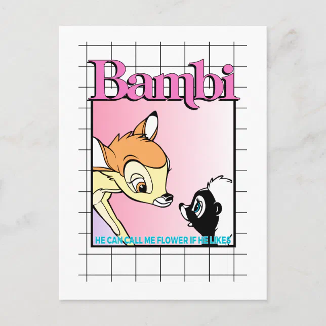 Bambi & Flower Retro Grid Graphic Postcard | Zazzle