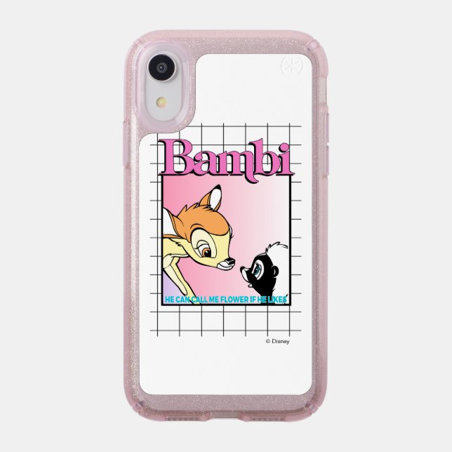Bambi & Flower Retro Grid Graphic Speck iPhone XR Case (Front (Silver Phone))