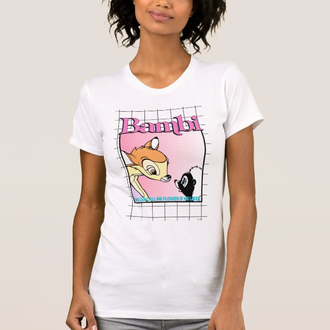 Bambi & Flower Retro Grid Graphic T-Shirt (Front)