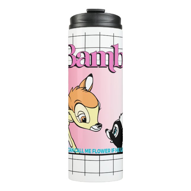 Bambi & Flower Retro Grid Graphic Thermal Tumbler (Front)