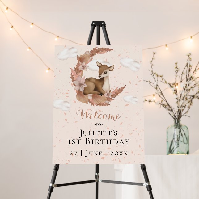 Bambi Flowers Moon & Dust Kids Birthday Welcome Foam Board (In Situ (Stand))