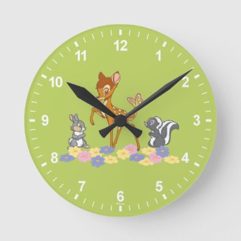 Bambi & Friends Round Clock by bambi at Zazzle