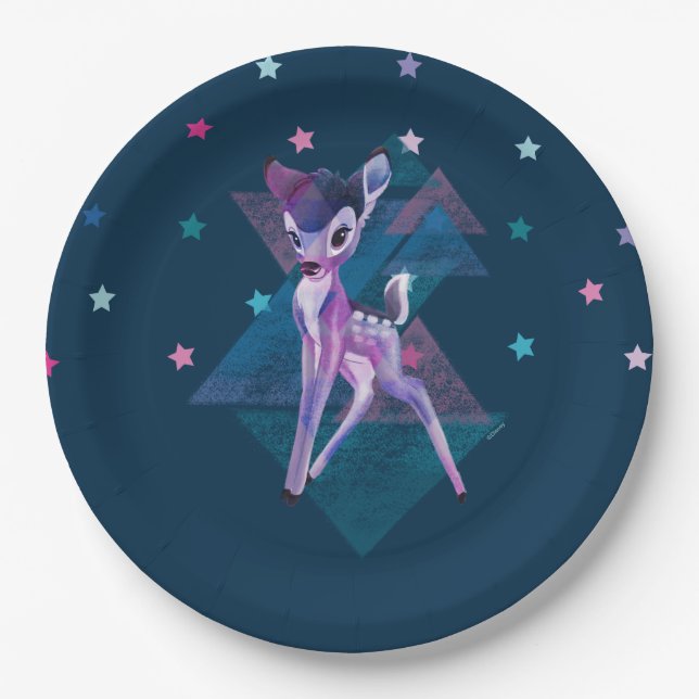 Bambi Geometric Aurora Graphic Paper Plates (Front)