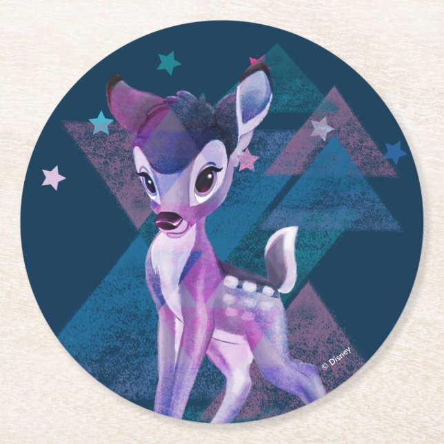Bambi Geometric Aurora Graphic Round Paper Coaster (Front)