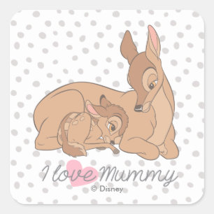 Bambi I Love Mummy Square Sticker