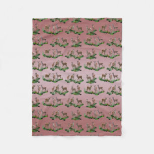 Bambi Meadow Fleece Blanket (Dusty Pink Mix)