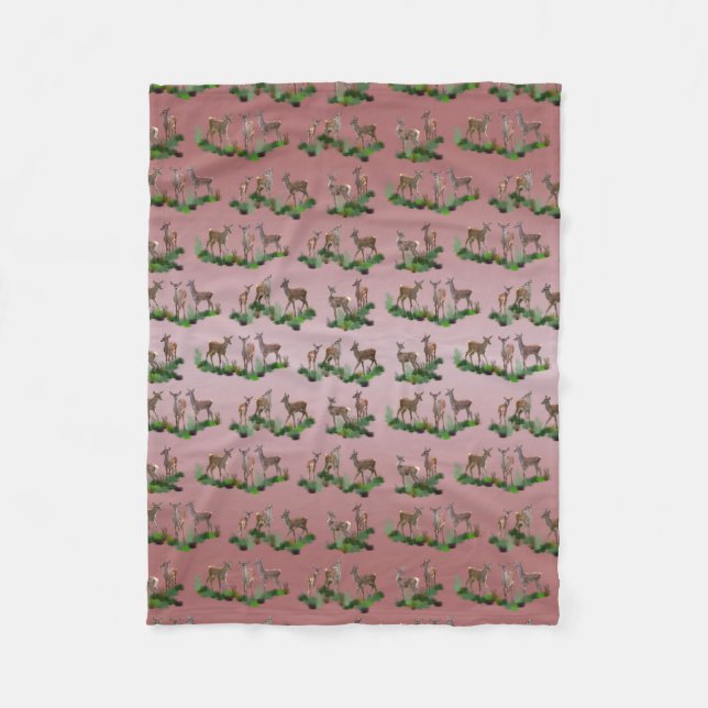 Bambi Meadow Fleece Blanket (Dusty Pink Mix) (Front)